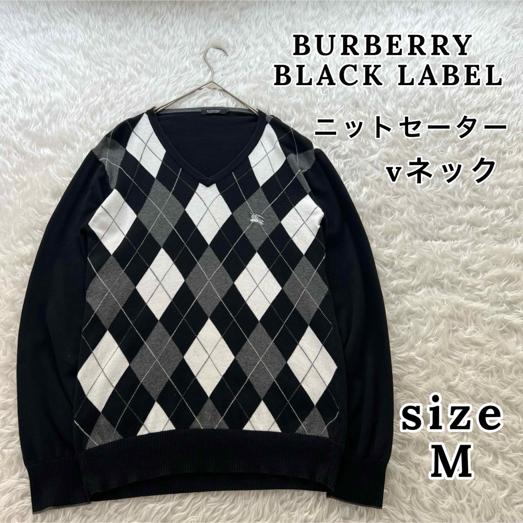 BURBERRY BLACK LABEL(バーバリーブラックレーベル)のバーバリーブラックレーベル メンズ  vネック ニットセーター ーM メンズのトップス(ニット/セーター)の商品写真