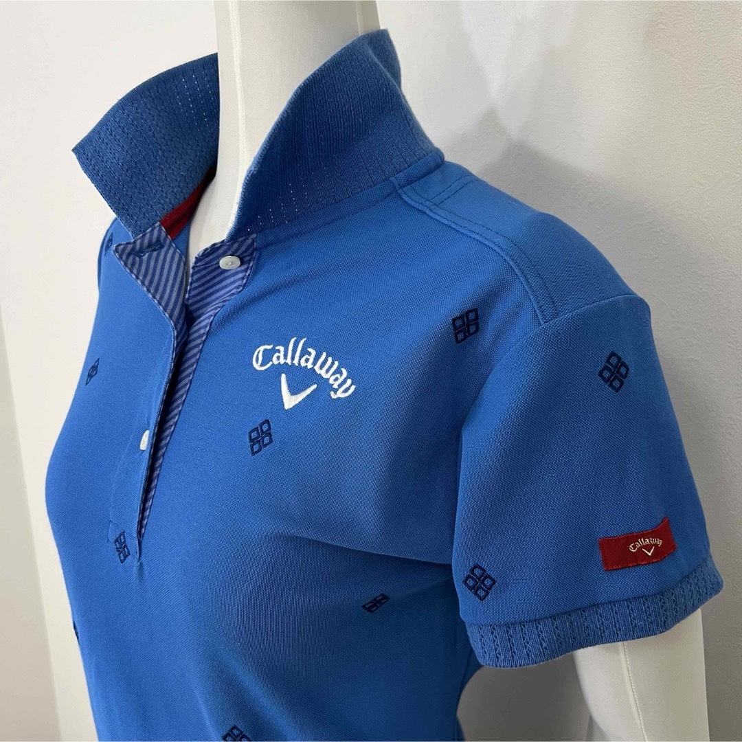 Callaway(キャロウェイ)のキャロウェイ レディース ゴルフウェア 総柄 ポロシャツ ブルー L レディースのトップス(ポロシャツ)の商品写真