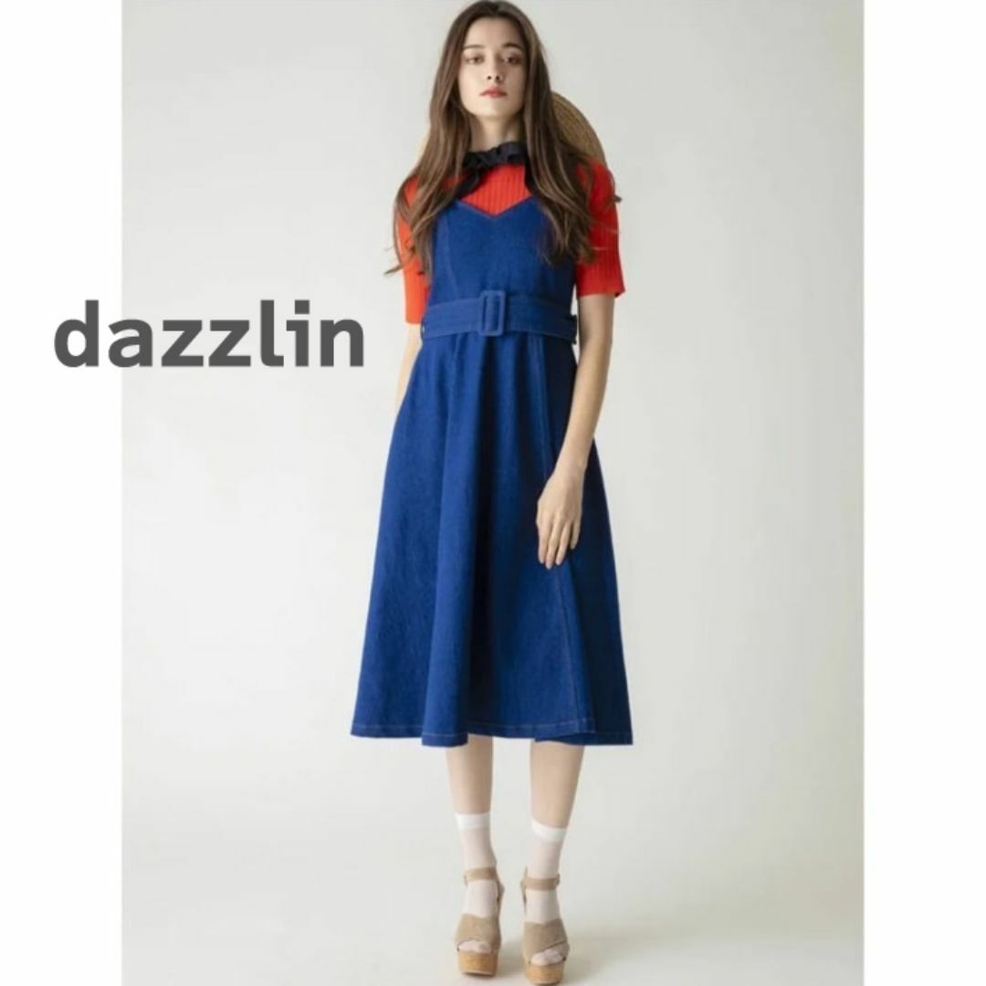 dazzlin(ダズリン)のdazzlin ダズリン ロング　ワンピース　キャミ　　デニム　青　ブルー レディースのワンピース(ロングワンピース/マキシワンピース)の商品写真