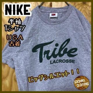 ナイキ レディース グレー USA古着 90s 半袖 ラクロス Tシャツ ロゴ(Tシャツ(半袖/袖なし))