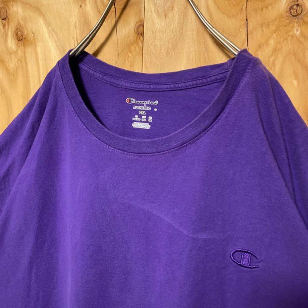 Champion(チャンピオン)のパープル ワンポイント USA古着 90s 半袖 チャンピオン Tシャツ 紫 メンズのトップス(Tシャツ/カットソー(半袖/袖なし))の商品写真