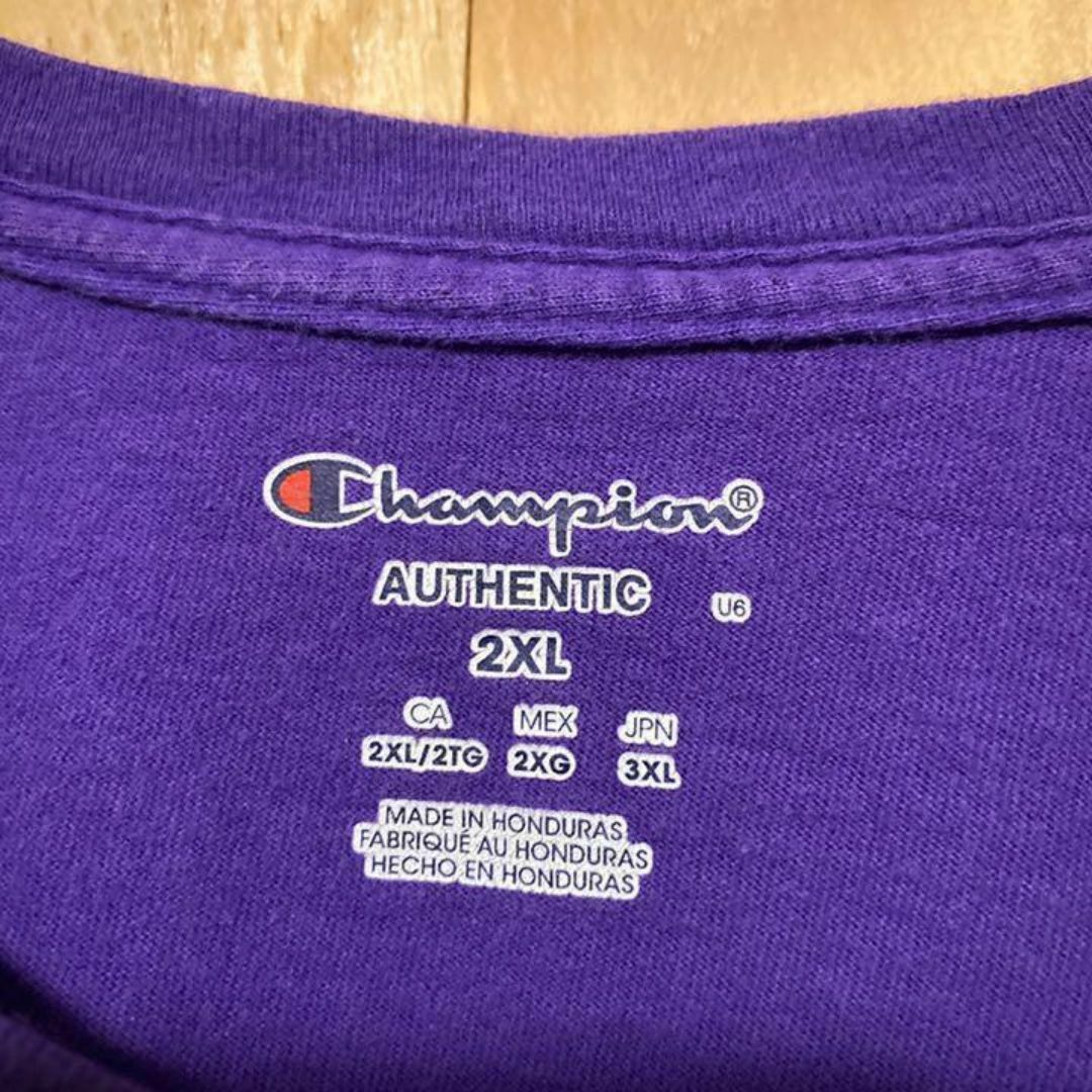 Champion(チャンピオン)のパープル ワンポイント USA古着 90s 半袖 チャンピオン Tシャツ 紫 メンズのトップス(Tシャツ/カットソー(半袖/袖なし))の商品写真