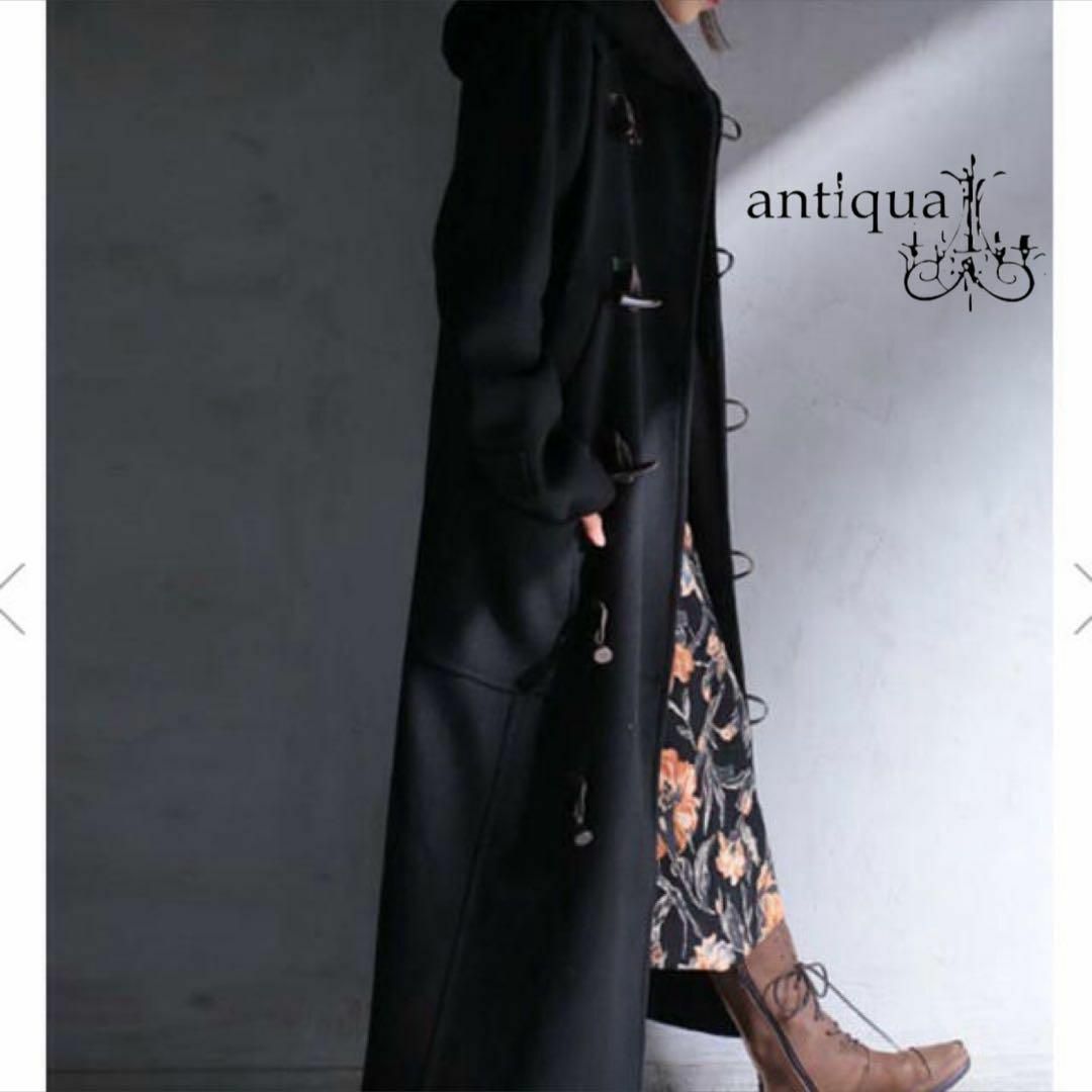 antiqua(アンティカ)の■ antiqua オーバーサイズダッフルコート サイズF ブラック レディースのジャケット/アウター(ダッフルコート)の商品写真