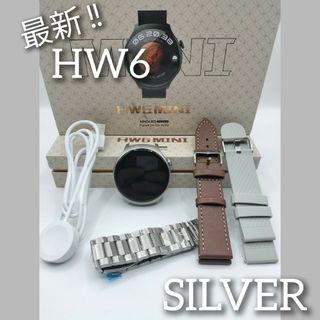 ☆最新☆【丸型・着信】スマートウォッチ(シルバー)HW6 日本語対応(腕時計(デジタル))