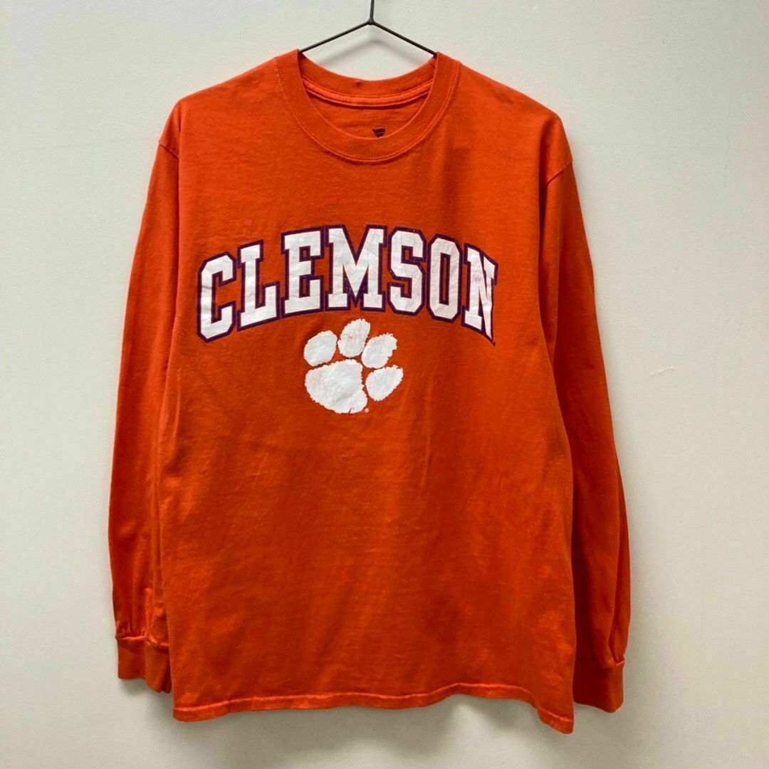 【美品】古着　クリムソン大学　カレッジロゴ　ロンT　メンズ　M オレンジ メンズのトップス(Tシャツ/カットソー(七分/長袖))の商品写真