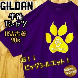 パープル ギルダン バレー ボール USA古着 90s 半袖 Tシャツ ゆるダボ(Tシャツ/カットソー(半袖/袖なし))