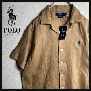 ポロラルフローレン(POLO RALPH LAUREN)の【未使用品】ラルフローレン　開襟　半袖シャツ　刺繍ロゴ　麻　M　即完売モデル(シャツ)