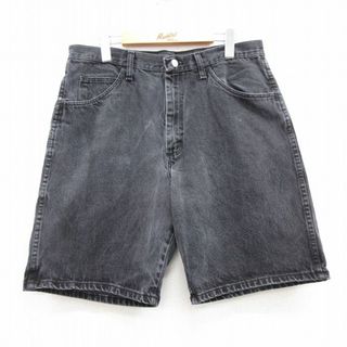 Wrangler - W34★古着 ラングラー Wrangler ショート パンツ ショーツ メンズ コットン 黒 ブラック デニム 24apr11 中古 ボトムス 短パン ショーパン ハーフ