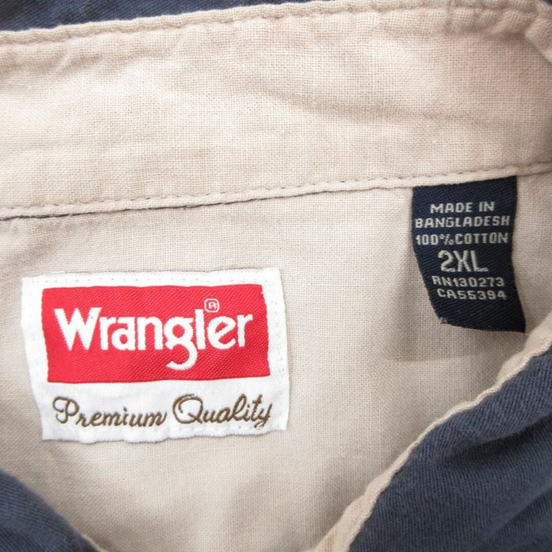 Wrangler(ラングラー)のXL★古着 ラングラー Wrangler 半袖 シャツ メンズ 大きいサイズ コットン 紺 ネイビー 24apr11 中古 トップス メンズのトップス(シャツ)の商品写真