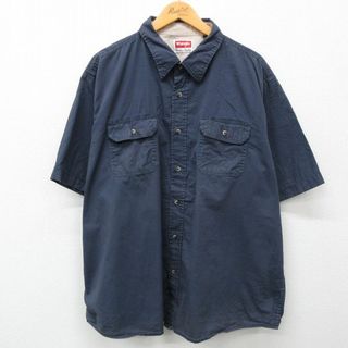 ラングラー(Wrangler)のXL★古着 ラングラー Wrangler 半袖 シャツ メンズ 大きいサイズ コットン 紺 ネイビー 24apr11 中古 トップス(シャツ)