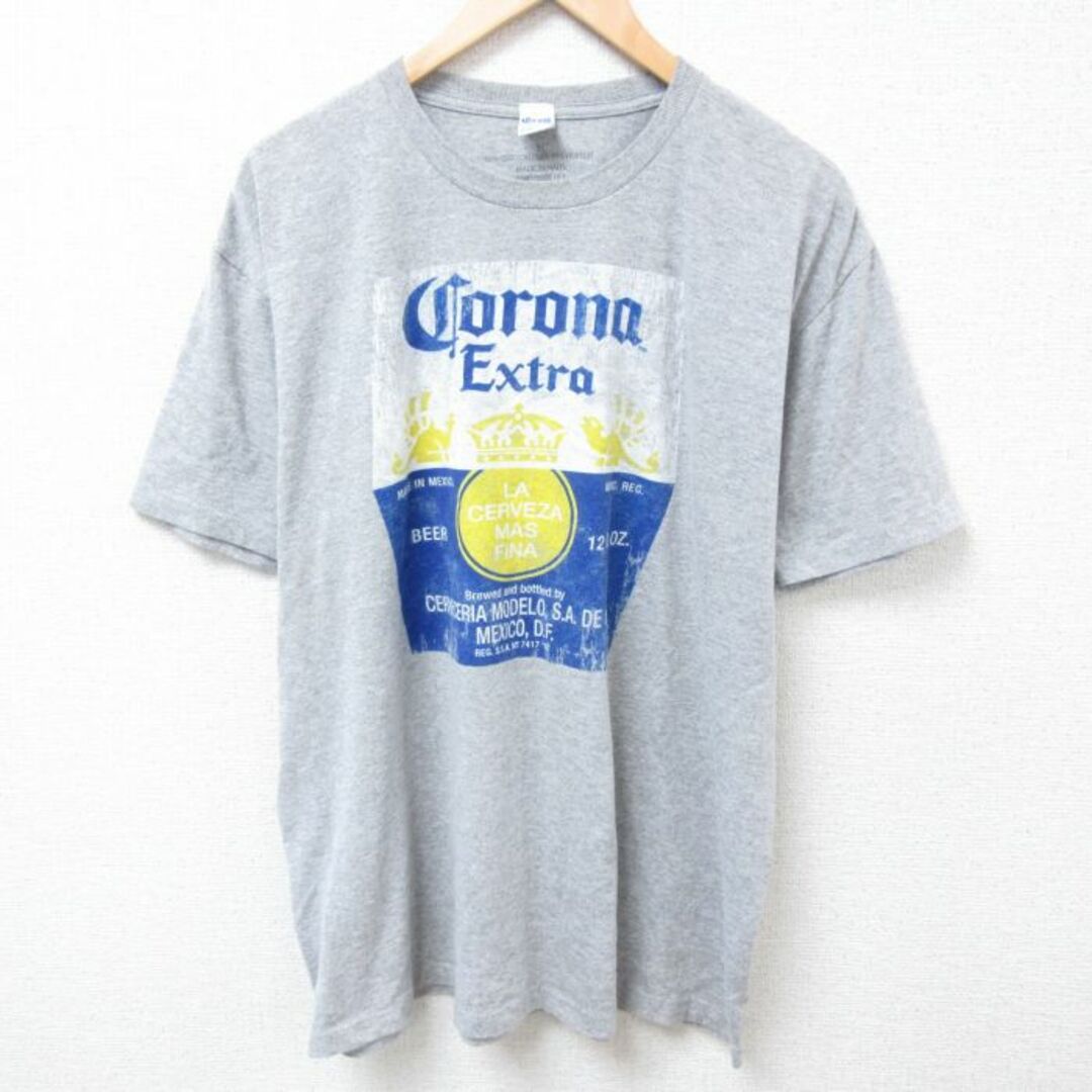 XL★古着 半袖 Tシャツ メンズ コロナビール 大きいサイズ クルーネック グレー 霜降り 24apr11 中古 メンズのトップス(Tシャツ/カットソー(半袖/袖なし))の商品写真