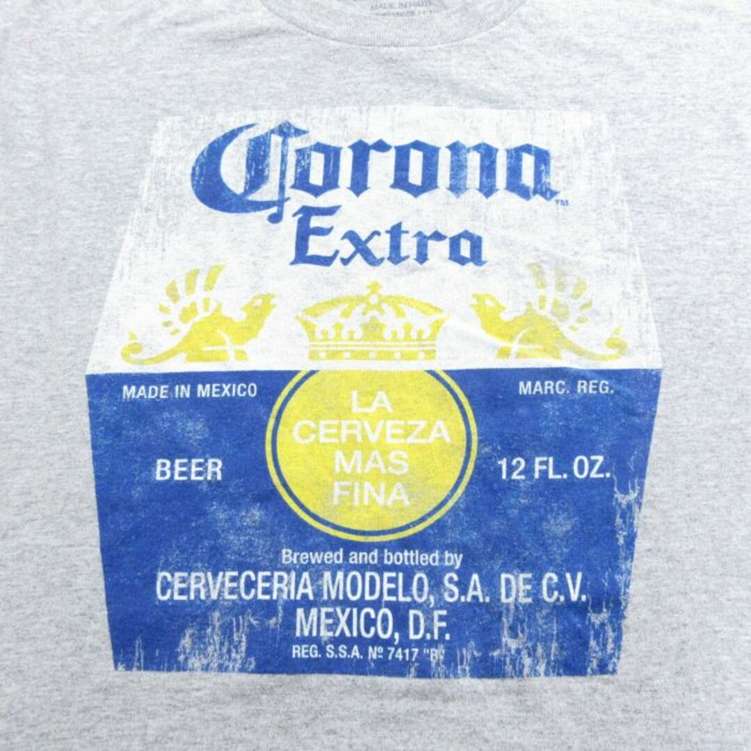 XL★古着 半袖 Tシャツ メンズ コロナビール 大きいサイズ クルーネック グレー 霜降り 24apr11 中古 メンズのトップス(Tシャツ/カットソー(半袖/袖なし))の商品写真