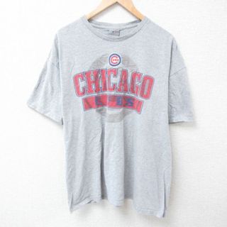 XL★古着 半袖 Tシャツ メンズ MLB シカゴカブス 大きいサイズ クルーネック グレー 霜降り メジャーリーグ ベースボール 野球 24apr11 中古(Tシャツ/カットソー(半袖/袖なし))