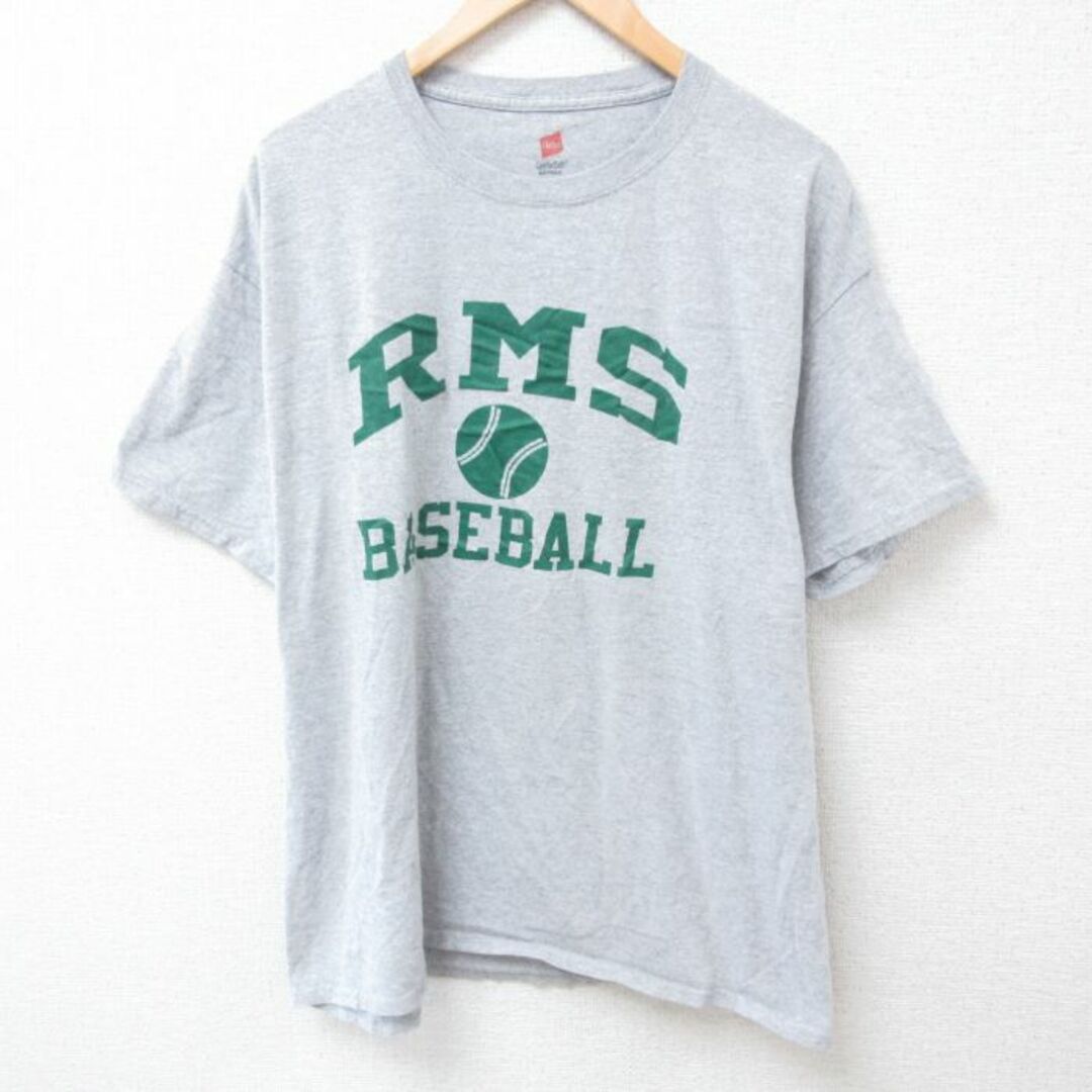 Hanes(ヘインズ)のXL★古着 ヘインズ Hanes 半袖 Tシャツ メンズ RMS 野球 クルーネック グレー 霜降り 24apr11 中古 メンズのトップス(Tシャツ/カットソー(半袖/袖なし))の商品写真