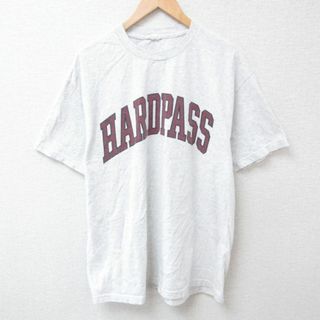 XL★古着 半袖 Tシャツ メンズ HARDPASS クルーネック 薄グレー 霜降り 24apr11 中古(Tシャツ/カットソー(半袖/袖なし))