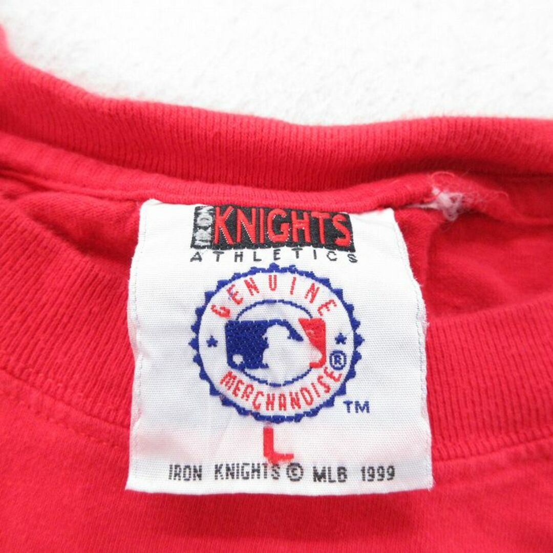 FILA(フィラ)のXL★古着 半袖 ビンテージ Tシャツ メンズ 90年代 90s MLB フィラデルフィアフィリーズ 胸ポケット付き 大きいサイズ コットン クルーネック 赤 レッド メジャーリーグ ベースボール 野球 24apr11 中古 メンズのトップス(Tシャツ/カットソー(半袖/袖なし))の商品写真