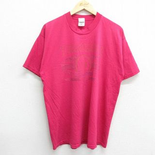 フルーツオブザルーム(FRUIT OF THE LOOM)のXL★古着 フルーツオブザルーム 半袖 ビンテージ Tシャツ メンズ 00年代 00s テネシー クルーネック 濃ピンク 24apr11 中古(Tシャツ/カットソー(半袖/袖なし))