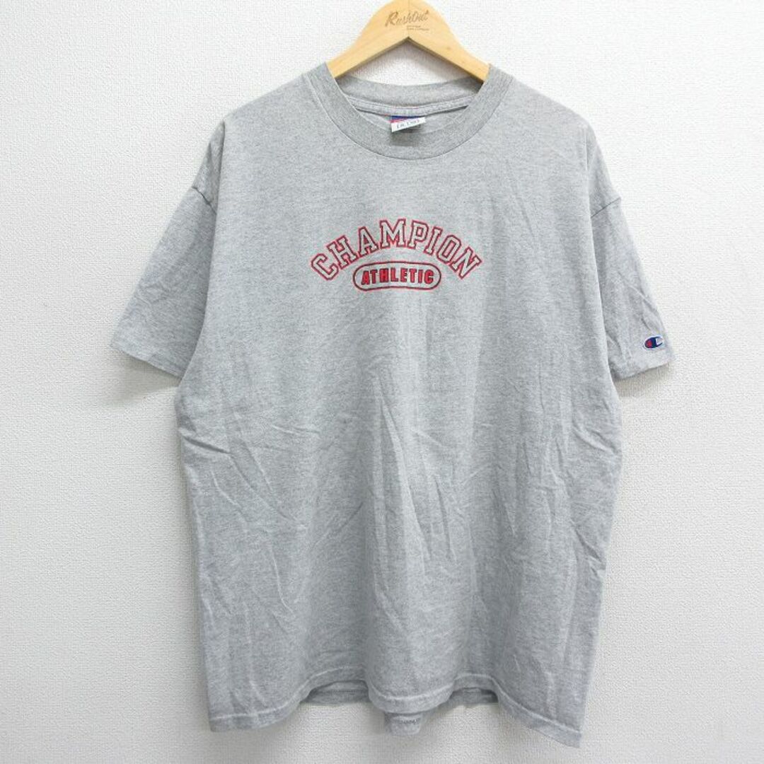 Champion(チャンピオン)のXL★古着 チャンピオン champion 半袖 ビンテージ Tシャツ メンズ 00年代 00s ビッグロゴ クルーネック グレー 霜降り 24apr11 中古 メンズのトップス(Tシャツ/カットソー(半袖/袖なし))の商品写真