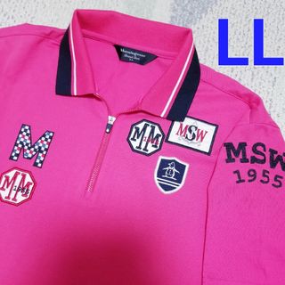 マンシングウェア(Munsingwear)のマンシングウェアメンズハーフジップポロシャツ　ピンク(ウエア)