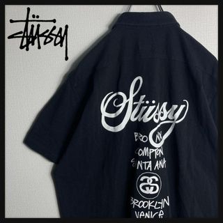 STUSSY - 【人気Lサイズ】ステューシー　半袖BDシャツ　ワールドツアー　ビッグロゴ