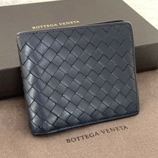 Bottega Veneta - 美品☆BOTTEGA ボッテガヴェネタ イントレチャート 二つ折り財布 ネイビー