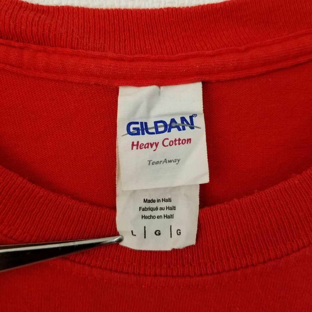 GILDAN XL Tシャツ 英字 プリント レッド 赤 オーバーサイズ 夏 メンズのトップス(Tシャツ/カットソー(半袖/袖なし))の商品写真