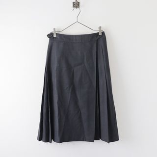 マーガレットハウエル(MARGARET HOWELL)のマーガレットハウエル MARGARET HOWELL GREY PLAID SKIRT WOOL COTTON ラッププリーツスカート 3/チャコールグレー【2400013815567】(ひざ丈スカート)