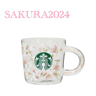 スターバックス(Starbucks)のスタバ　SAKURA2024 シェルハンドル耐熱グラス　マグカップ(マグカップ)