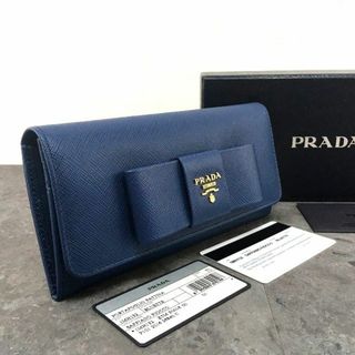 プラダ(PRADA)の未使用品 PRADA 長財布 1MH132 リボン ブルー系 430(財布)