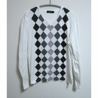 バーバリーブラックレーベル(BURBERRY BLACK LABEL)のバーバリーブラックレーベル　アーガイル柄　Vネックカットソー　日本製(Tシャツ/カットソー(七分/長袖))