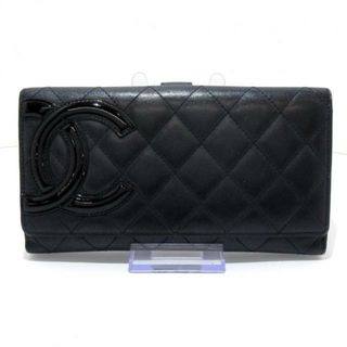 シャネル(CHANEL)のCHANEL(シャネル) 長財布 カンボンライン 黒 ラムスキン(財布)