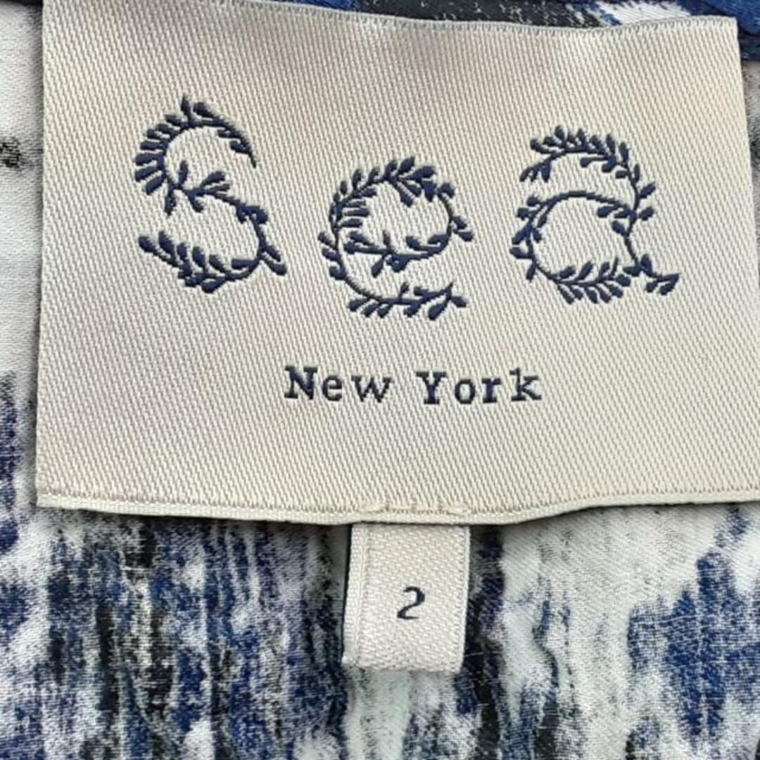 Sea New York(シーニューヨーク)のsea NEW YORK(シーニューヨーク) ワンピース サイズ2 M レディース美品  - 白×ネイビー×マルチ ノースリーブ/ロング レディースのワンピース(その他)の商品写真