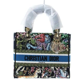 クリスチャンディオール(Christian Dior)のDIOR/ChristianDior(ディオール/クリスチャンディオール) ハンドバッグ レディース美品  レディディーライトミディアムバッグ M0565ORUV_M962 ダークネイビー×イエローグリーン×マルチ D-Constellation(D-コンステレーション)/フラワー(花)/刺繍/ゴールド金具/オンライン・一部ブティック限定 キャンバス(ハンドバッグ)