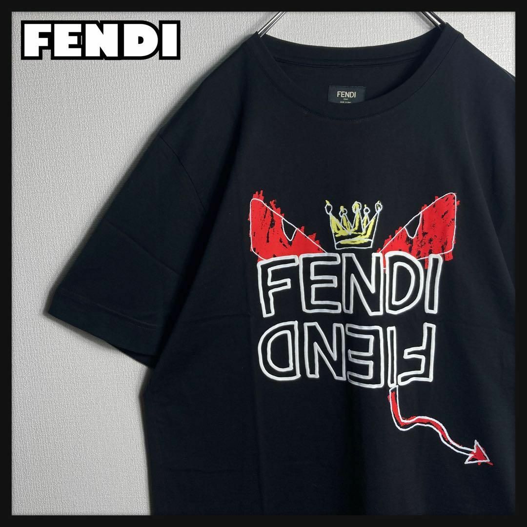 FENDI(フェンディ)の【極美品】FENDI　手書き風モンスター&アナグラムロゴプリント　Tシャツ　S メンズのトップス(Tシャツ/カットソー(半袖/袖なし))の商品写真