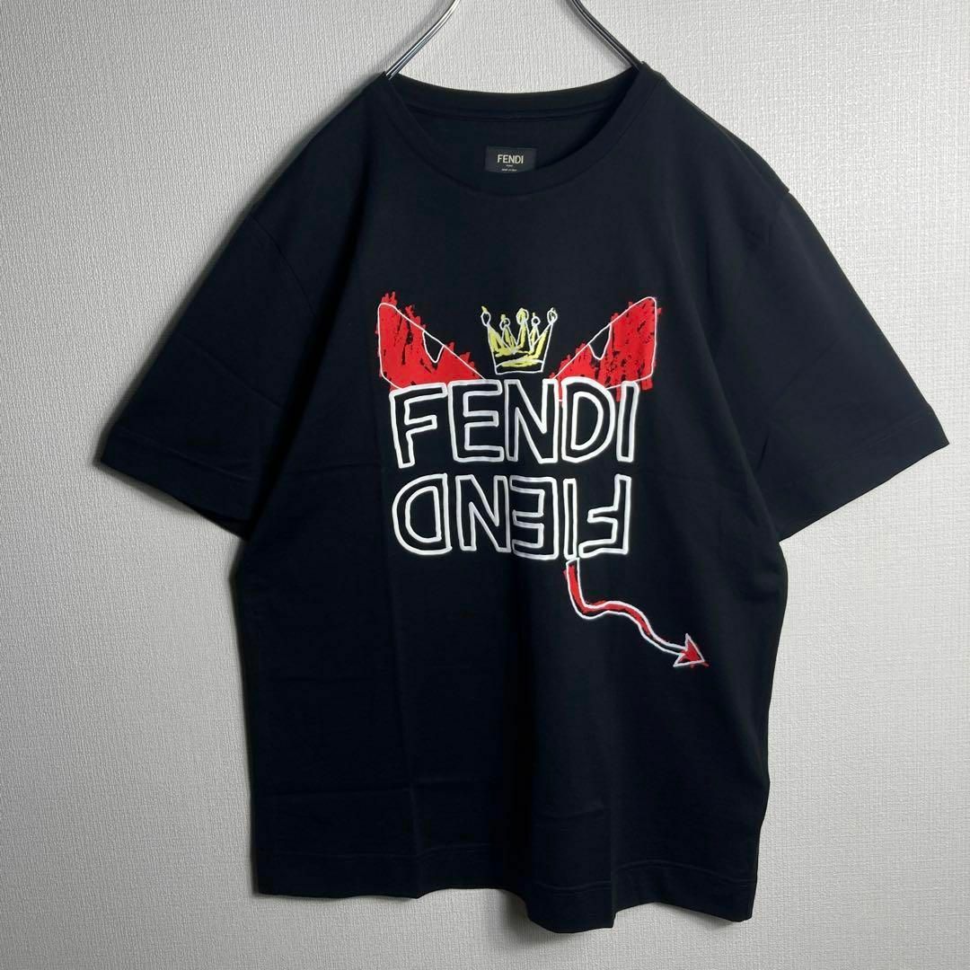 FENDI(フェンディ)の【極美品】FENDI　手書き風モンスター&アナグラムロゴプリント　Tシャツ　S メンズのトップス(Tシャツ/カットソー(半袖/袖なし))の商品写真