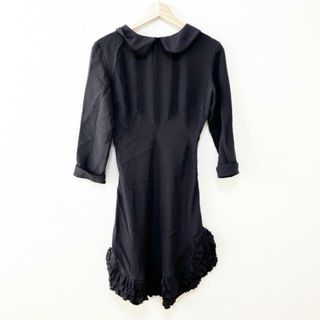 ロシャス(ROCHAS)のROCHAS(ロシャス) ワンピース サイズ38 M レディース - 黒 その他 襟/七分袖/ひざ丈/フリル(その他)