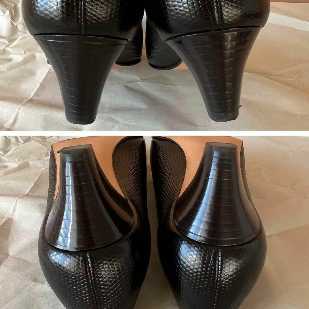 Salvatore Ferragamo(サルヴァトーレフェラガモ)のサルバトーレフェラガモ　パンプス　ブラック　型押し　バックル レディースの靴/シューズ(ハイヒール/パンプス)の商品写真