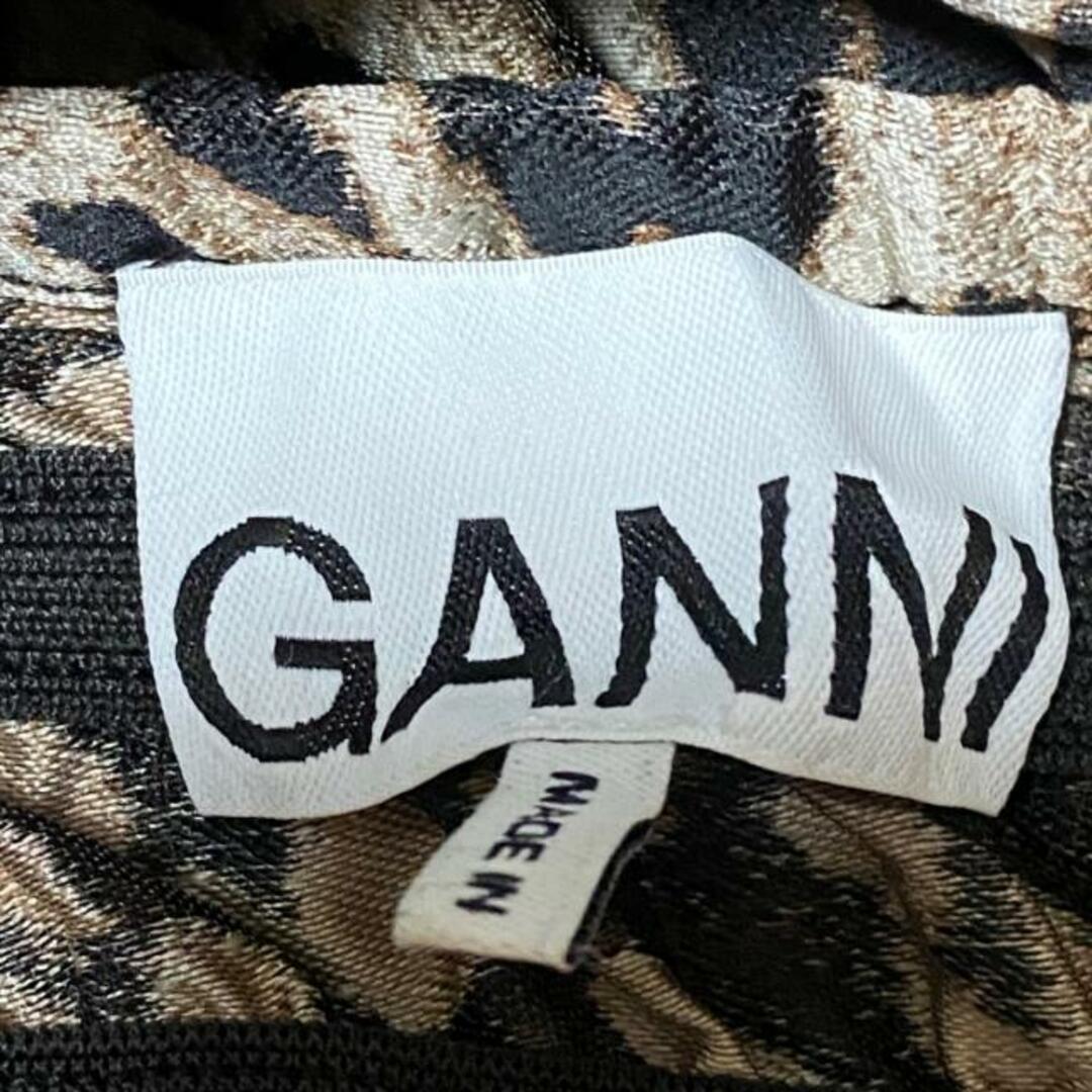 GANNI(ガニー) ワンピース サイズL/XL レディース美品  - 黒×ベージュ 半袖/マキシ丈/豹柄 レディースのワンピース(その他)の商品写真