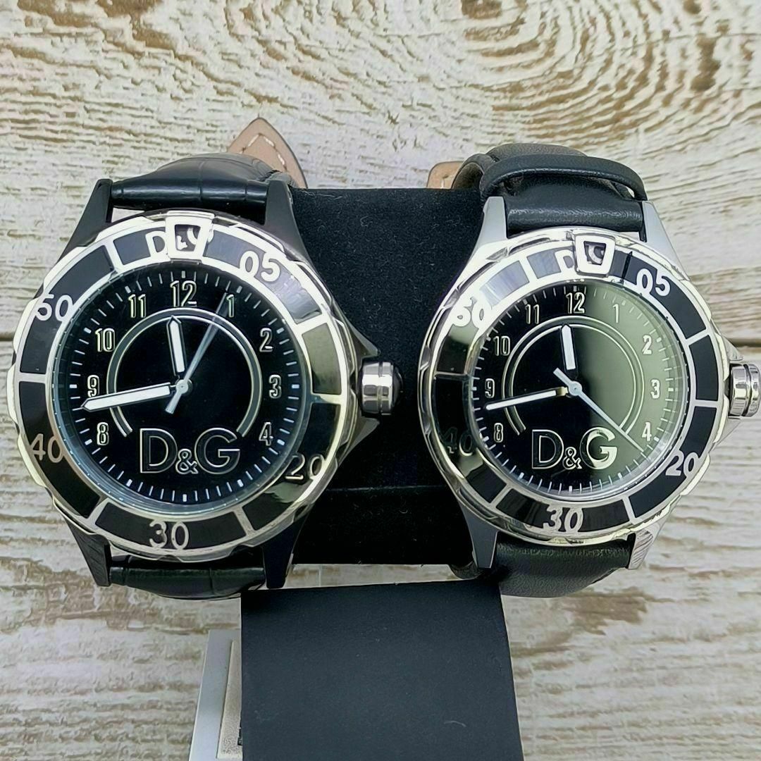 DOLCE&GABBANA(ドルチェアンドガッバーナ)の動作品　ペアDOLCE&GABBANA　腕時計　レディース　ブラック定価20万円 メンズの時計(腕時計(アナログ))の商品写真