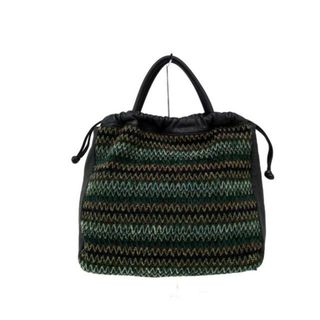 ミッソーニ(MISSONI)のMISSONI(ミッソーニ) ハンドバッグ - グリーン×黒×マルチ 化学繊維×レザー(ハンドバッグ)