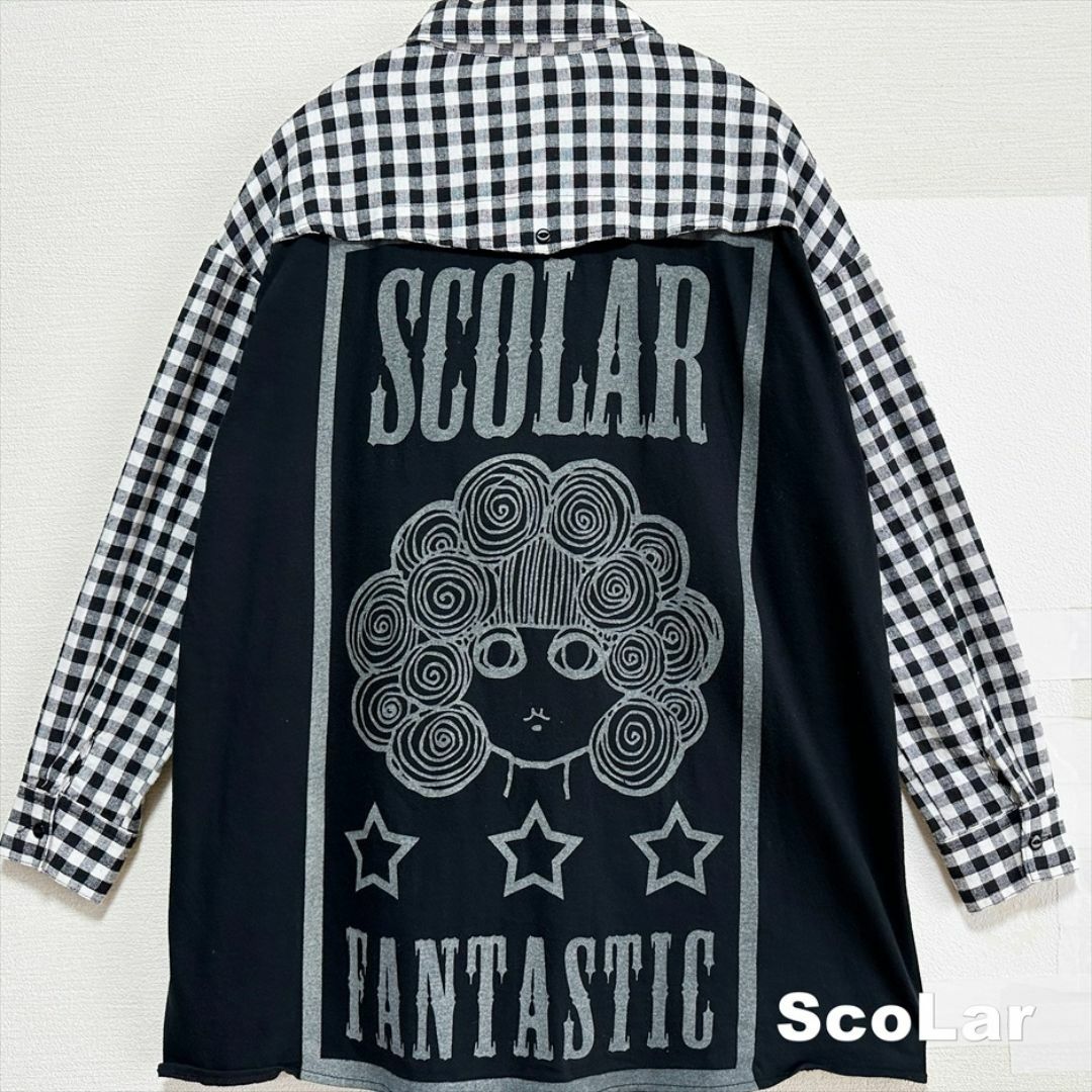 ScoLar(スカラー)の【ScoLar】スカラー ギンガム バックビックロゴ切替 シャツ レディースのトップス(シャツ/ブラウス(長袖/七分))の商品写真