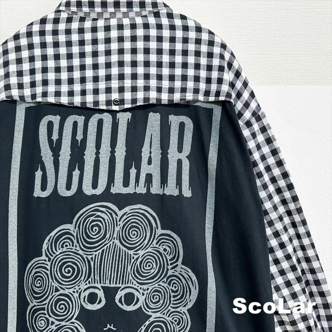 ScoLar(スカラー)の【ScoLar】スカラー ギンガム バックビックロゴ切替 シャツ レディースのトップス(シャツ/ブラウス(長袖/七分))の商品写真