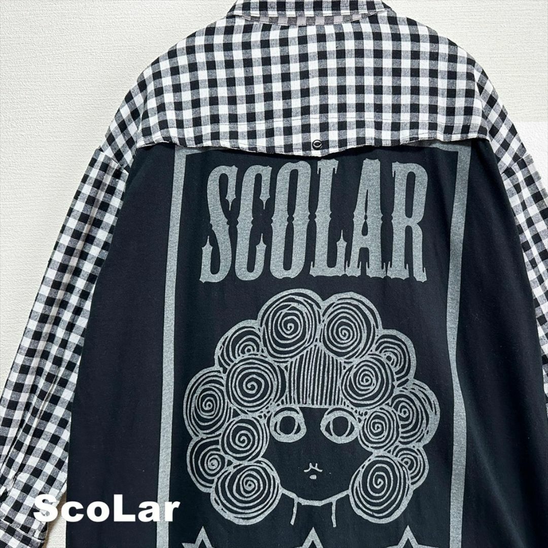 ScoLar(スカラー)の【ScoLar】スカラー ギンガム バックビックロゴ切替 シャツ レディースのトップス(シャツ/ブラウス(長袖/七分))の商品写真