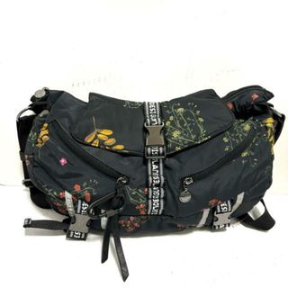 DESIGUAL - Desigual(デシグアル) ショルダーバッグ美品  - 黒×イエロー×マルチ 花柄 ナイロン