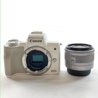 キヤノン EOS Kiss M EF-M15-45 IS STM レンズキット ホワイト 中古(ミラーレス一眼)