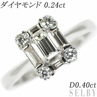 K18WG バケットダイヤ ダイヤモンド リング 0.24ct D0.40ct(リング(指輪))