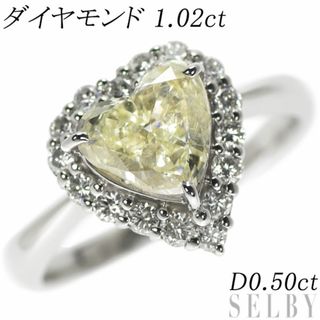 Pt900 ハートシェイプ ダイヤモンド リング 1.02ct D0.50ct(リング(指輪))