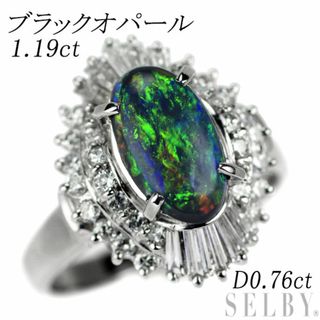 Pt900 ブラックオパール ダイヤモンド リング 1.19ct D0.76ct(リング(指輪))