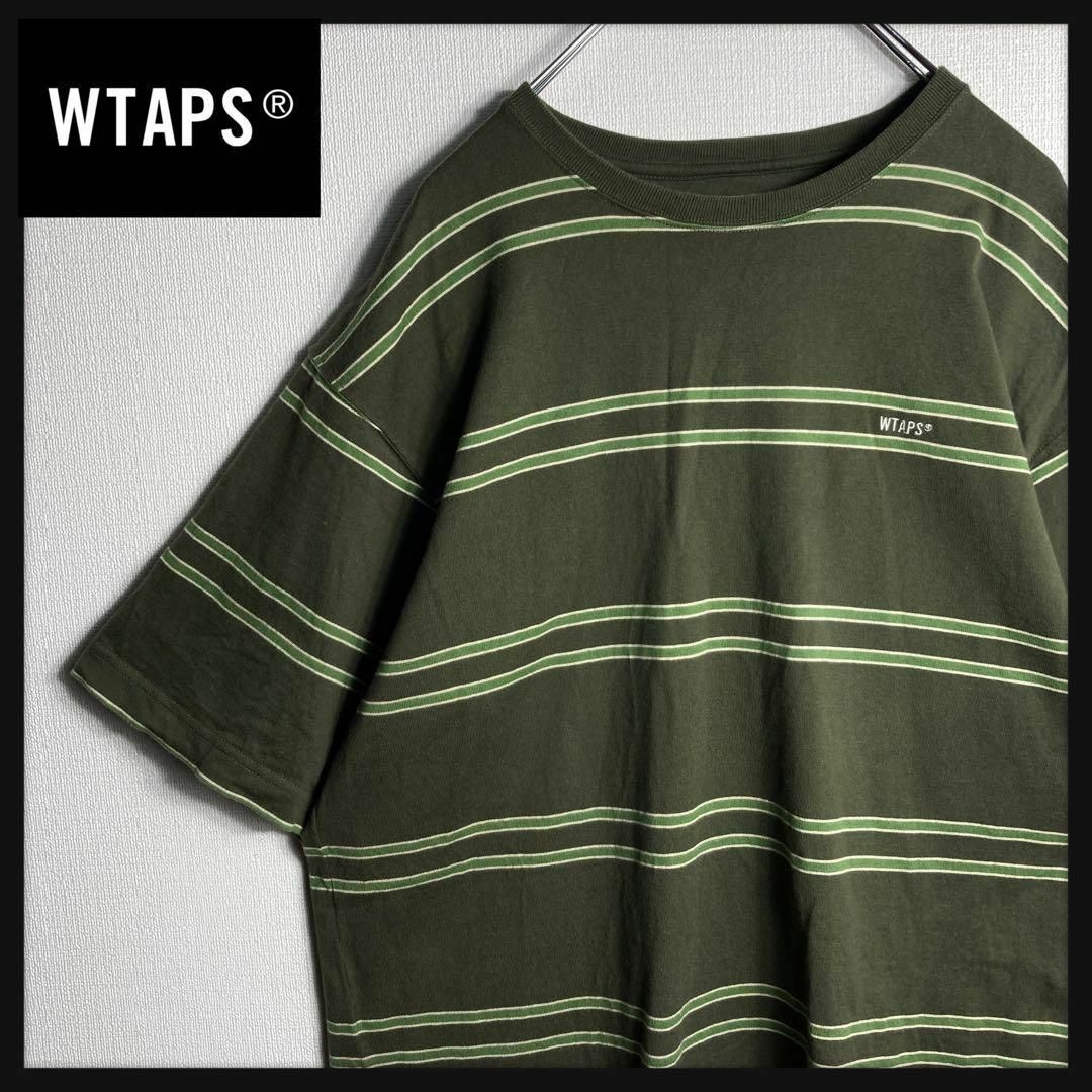 W)taps(ダブルタップス)の【美品】WTAPS　ダブルタップス　ワンポイント刺繍ロゴ　ボーダー　Tシャツ メンズのトップス(Tシャツ/カットソー(半袖/袖なし))の商品写真