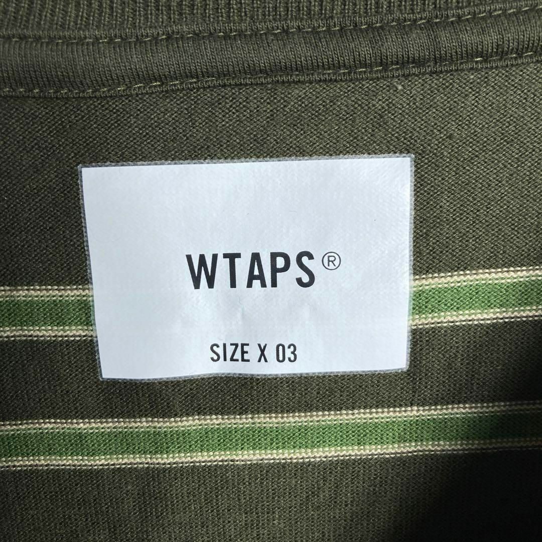 W)taps(ダブルタップス)の【美品】WTAPS　ダブルタップス　ワンポイント刺繍ロゴ　ボーダー　Tシャツ メンズのトップス(Tシャツ/カットソー(半袖/袖なし))の商品写真